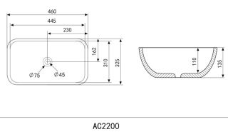 Раковина ABBER Rechteck 46см серый матовый AC2200MG